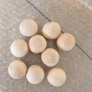 Unfinished Solid Wood Beads Loose Wooden Round Balls For DIY Craft Jewelry Making Without Hole Natural Lotus Wood