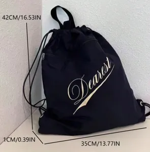 Korean niche drawstring nylon backpack large capacity casual daily commuter bag