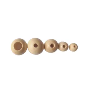 Natural wood beads large hole round loose beads for DIY jewelry making crafts accessories