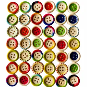 Multi-color Printed Round Wooden Buttons 15mm DIY Craft Sewing Garment Accessories For Handmade Clothing Crafts