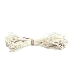 Close-up detail shot of light colored 1mm waxed cord for DIY jewelry making and beading crafts.