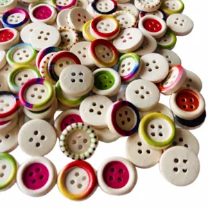 Colorful wooden buttons 15mm mixed print round craft buttons for kids DIY sewing 100pcs