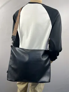 Men large capacity messenger bag casual crossbody shoulder bag with stylish wide strap for travel