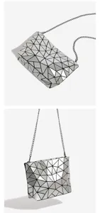 Geometric lattice chain cross body bag stylish silver shoulder handbag for women daily commute