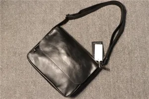 Threebox men's black PU leather casual single shoulder crossbody messenger bag stylish daily use.