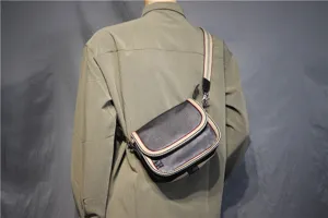 Men casual crossbody bag with stylish striped strap and flap design for daily outdoor use.