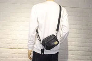 Sac bandoulière noir en cuir pour homme petit sac messenger décontracté pour voyage