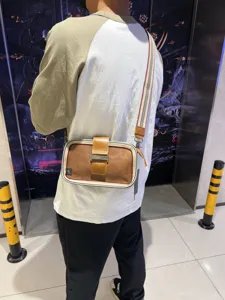 Men vintage messenger shoulder bag retro striped webbing buckle casual crossbody