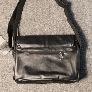Sac Bandoulière Noir en Cuir pour Homme Sacoche Casual et Tendance pour le Quotidien