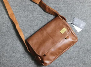 Men vintage soft leather messenger bag casual crossbody shoulder bag stylish school bag