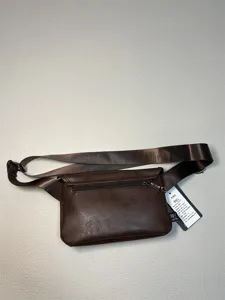 Men's Casual Brown PU Leather Waist Bag Retro Chest Sling Bag Fashion Casual Crossbody Bag