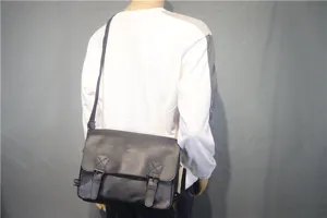 Men black messenger bag vintage shoulder cross body bag casual school book bag style