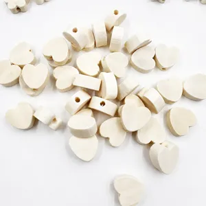 Natural wooden heart shaped loose beads DIY jewelry making accessories 12mm craft supplies