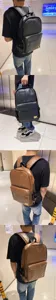 Vista dettagliata dello zaino casual in pelle PU nera e marrone per uso quotidiano.