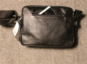 Men's vintage PU leather messenger bag casual black shoulder cross body travel bag with zip
