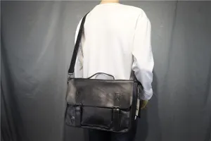 Men vintage casual leather messenger bag, stylish retro shoulder crossbody bag for daily commute.