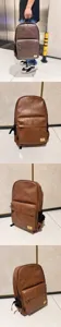Zaino vintage in pelle PU marrone per uomo e donna, elegante borsa da lavoro e scuola.