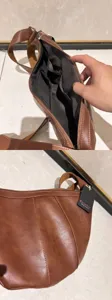 Sac bandouliere en cuir souple marron pour homme avec plusieurs compartiments