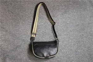 Men's minimalist leather saddle bag, stylish crossbody dumpling backpack, retro sports shoulder bag.