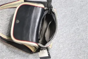 Men women casual crossbody bag detail interior multi-compartment leather canvas strap