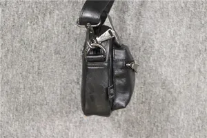 Sac à bandoulière en cuir noir pour homme sacoche décontractée outdoor téléphone quotidien