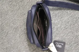 Sac bandoulière homme décontracté bleu foncé en cuir PU petit sac pour usage extérieur compartiments