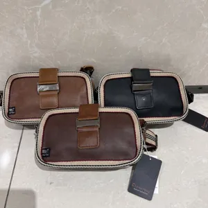 Men women retro stripe crossbody shoulder bag casual fashion messenger bag with buckle