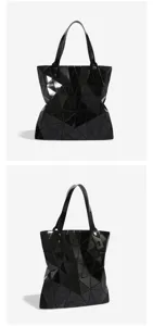 Sac cabas femme geometrique noir elegant fourre-tout tendance grand sac a main epaule