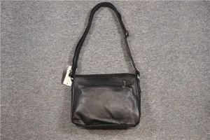Black messenger bag for men casual crossbody shoulder bag vintage PU leather school book bag