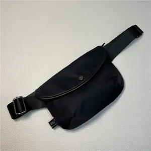 Black nylon crossbody bag for men, casual retro sling chest bag with adjustable strap and flap.