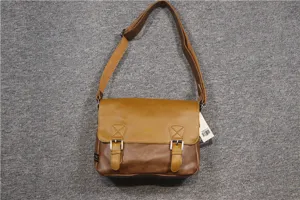Vintage brown messenger bag casual PU leather shoulder crossbody bag for men daily use