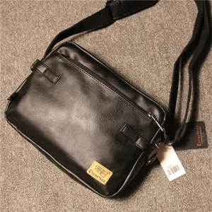 Men Vintage PU Leather Shoulder Bag Casual Crossbody Messenger Bag Small Travel Bag Retro Business Commute Handbag