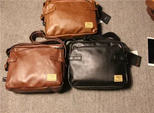 Men vintage PU leather shoulder bag casual messenger bag stylish crossbody bag travel