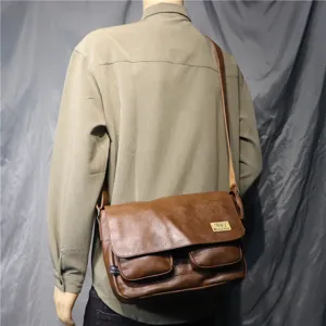 Threebox Men Vintage Retro Casual Messenger Bag Polyester Shoulder Crossbody Bag
