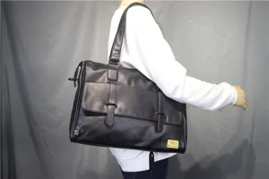 Men's Black PU Leather Messenger Bag Business Laptop Briefcase Large Shoulder Crossbody Bag
