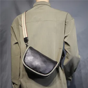 Men's Casual PU Leather Saddle Bag Minimalist Dumpling Crossbody Bag Vintage Sports Single Shoulder Bag For Daily Commute