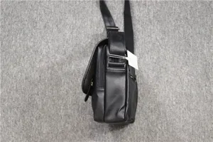 Black men casual leather shoulder bag fashion crossbody messenger bag side profile product detail