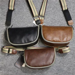 Men saddle bag vintage PU leather crossbody bag casual shoulder bag stylish daily bag