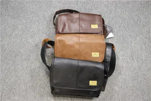 Men messenger bag PU leather casual crossbody shoulder bag multi-color 3-pack set