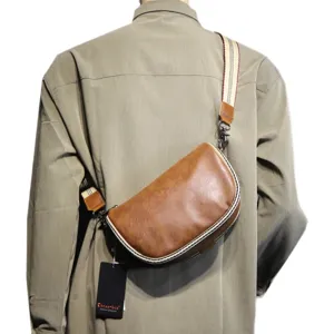 Men minimalist brown saddle bag retro crossbody crescent bag fashionable shoulder bag for daily use