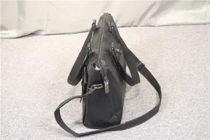 Black men business briefcase laptop shoulder bag stylish travel crossbody leather handbag.