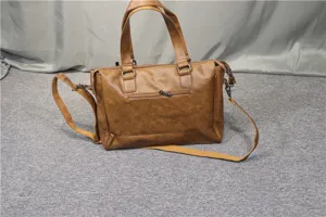 Men brown pu leather business briefcase shoulder messenger bag large travel computer handbag