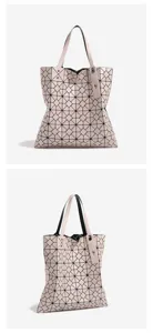 Minimalist geometric lattice shoulder bag, stylish PU leather tote for daily fashion and travel.
