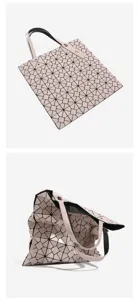 Pink geometric lattice tote bag, minimalist style fashion shoulder bag for women daily.