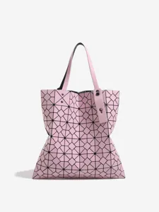 Stylish pink geometric lattice tote bag, minimalist fashion shoulder bag for women spring summer.