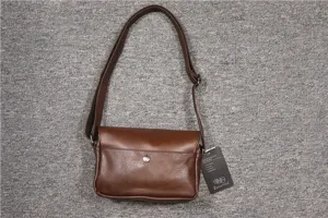 Minimalist flap retro men shoulder bag, casual vintage cross body leather bag for daily use.