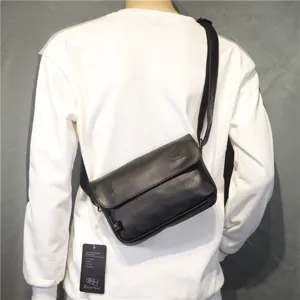 Men's PU Leather Shoulder Bag Retro Casual Crossbody Bag Small Flap Messenger Bag Daily Commute Bag For Men