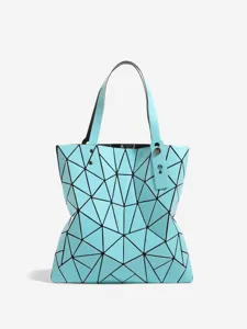 Sac cabas géométrique bleu clair élégant femmes grande capacité sac à bandoulière