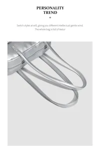Silver shoulder bag detail showing premium metallic texture and durable straps for daily wear.