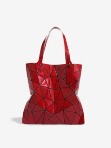 Sac cabas à épaule en treillis géométrique rouge élégant grande capacité polyvalent